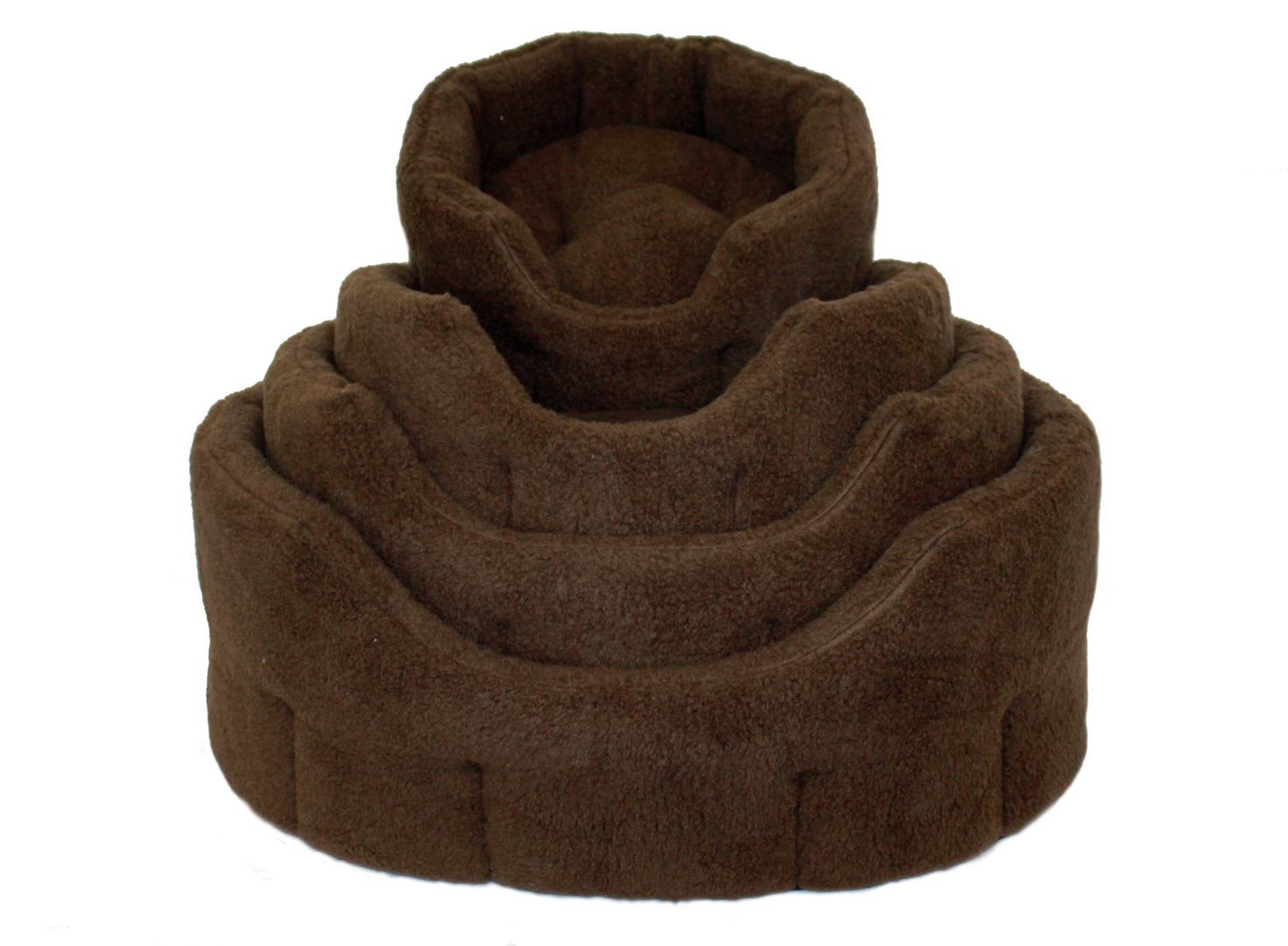 High Sided Luxury  Fur Slumbernest Brown Dog Bed