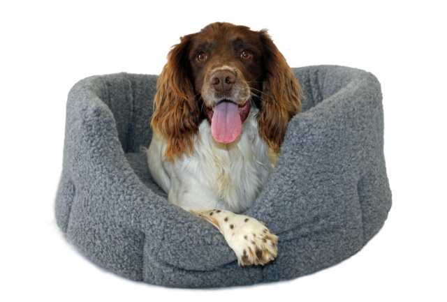 High Sided Luxury Fur Slumbernest Grey Dog Bed