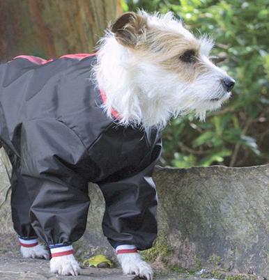 Waterproof Nylon Full Leg Dog Suit (Dog Coat) in Black, Navy or Red