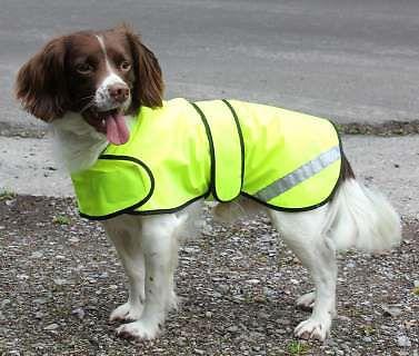 Hi-visibility Waterproof Dog Safety Coat  Waterproof Fabric. Fluorescent Yellow