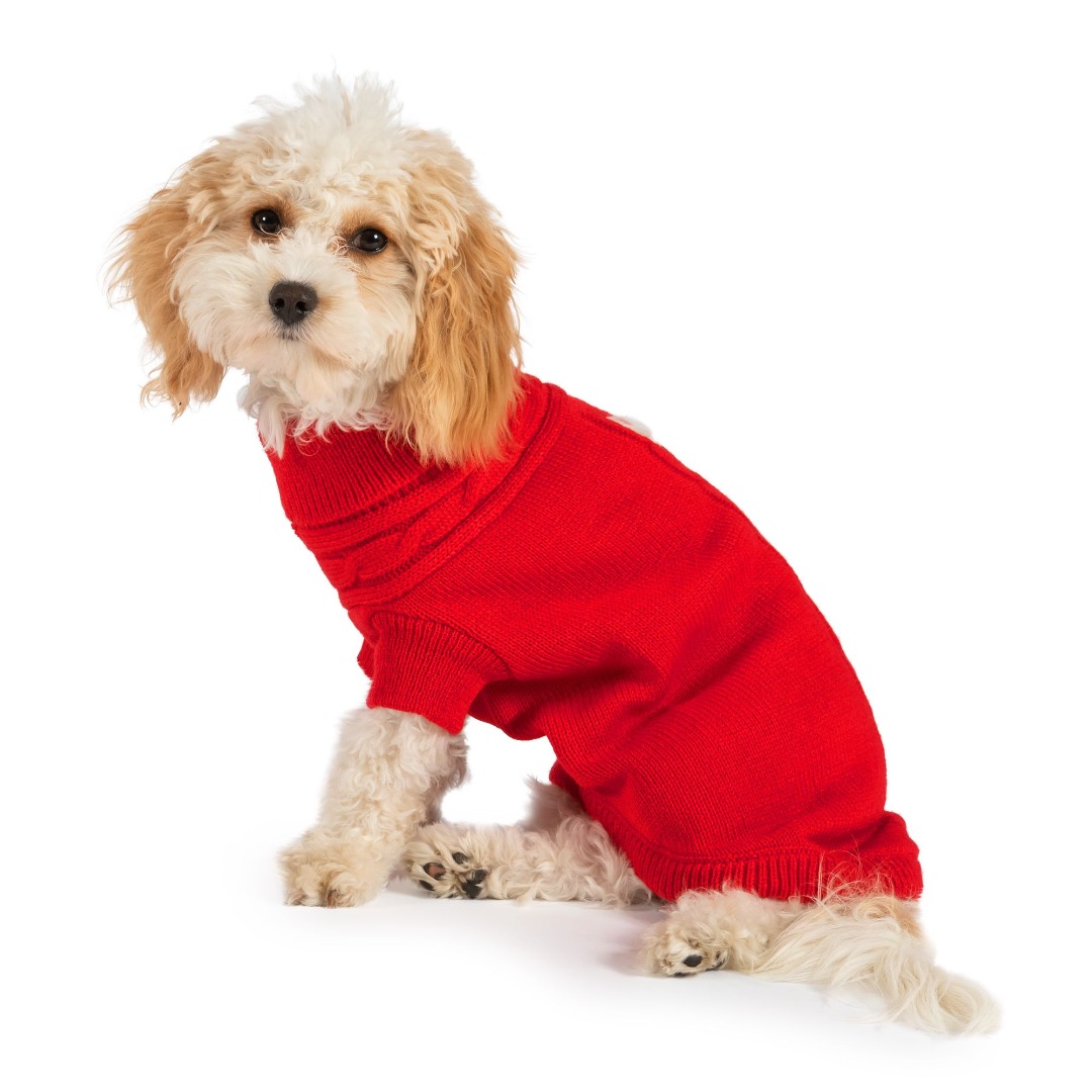 Red Cable Knit Dog Jumpers