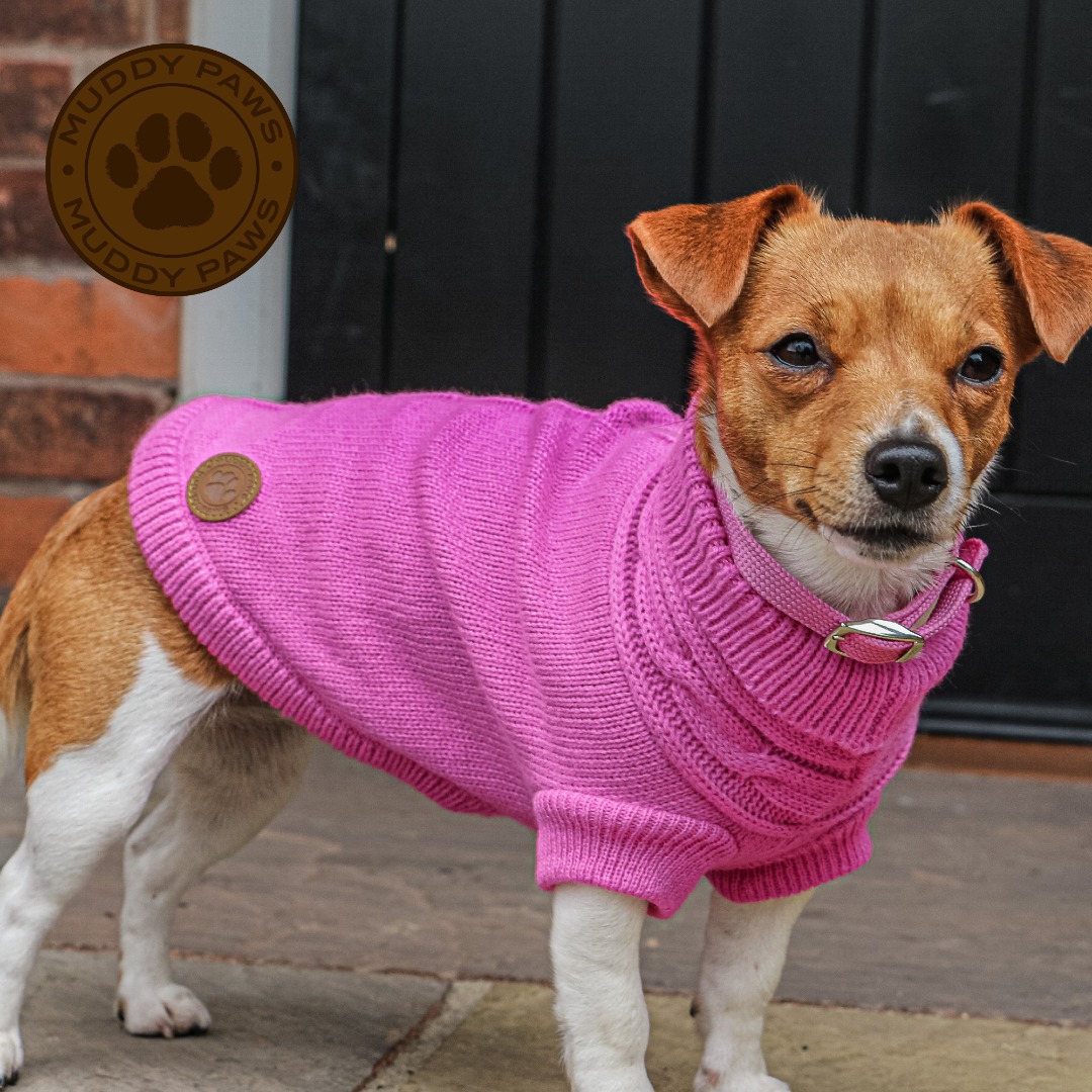 Pink Cable Knit Dog Jumpers