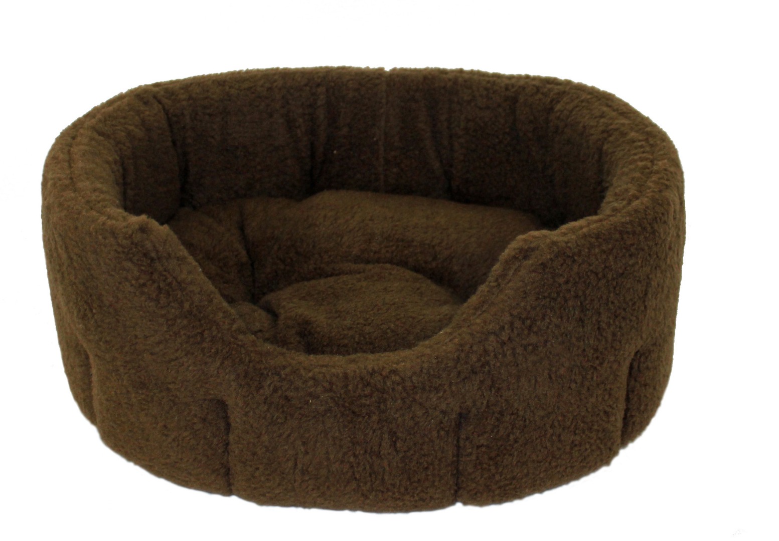 High Sided Luxury  Fur Slumbernest Brown Dog Bed. Sizes: S (51cm)