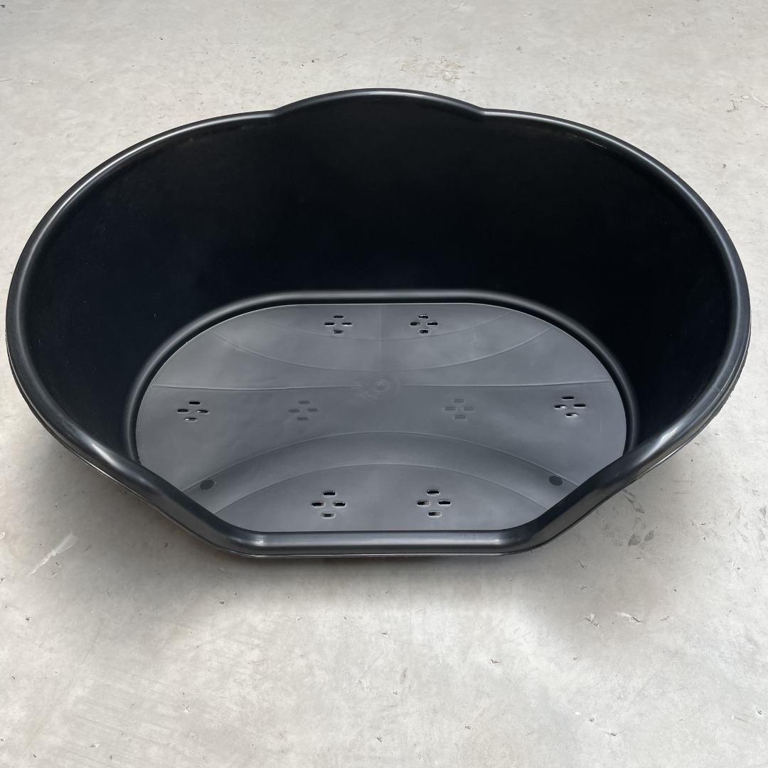 Black Waterproof tough hard plastic dog beds baskets, Oval 4 sizes