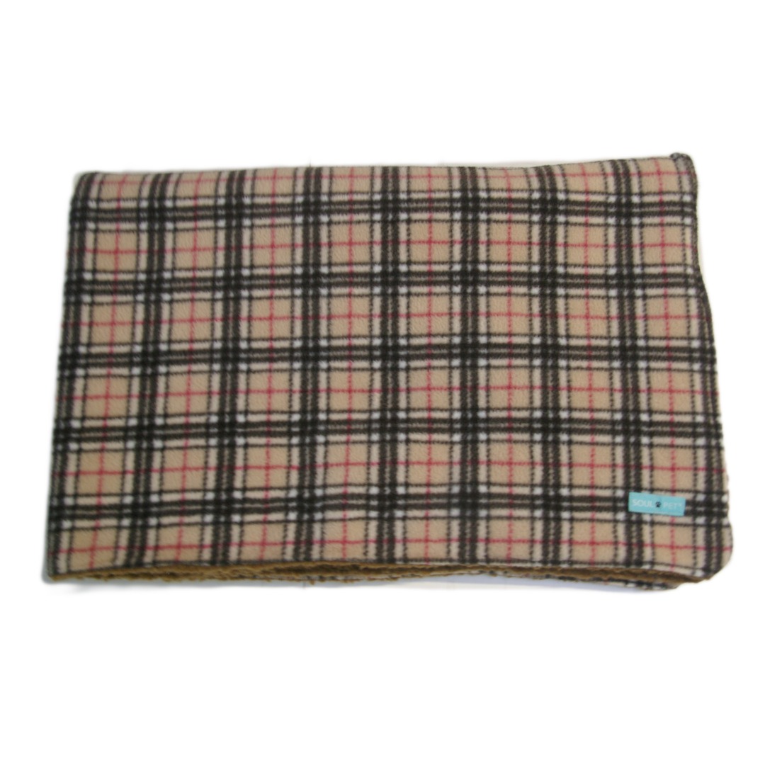 SoulPet Plush Country Tartan Fleece Dog Blanket with Sherpa Fleece Back  in 3 Sizes