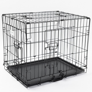 24in Black Metal Dog Cage, Secure Dog Crate