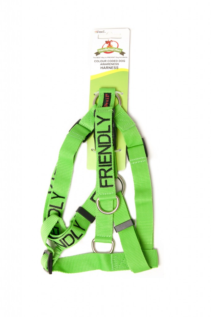 FRIENDLY DOG,  Dog Strap Harness Green Colour Coded