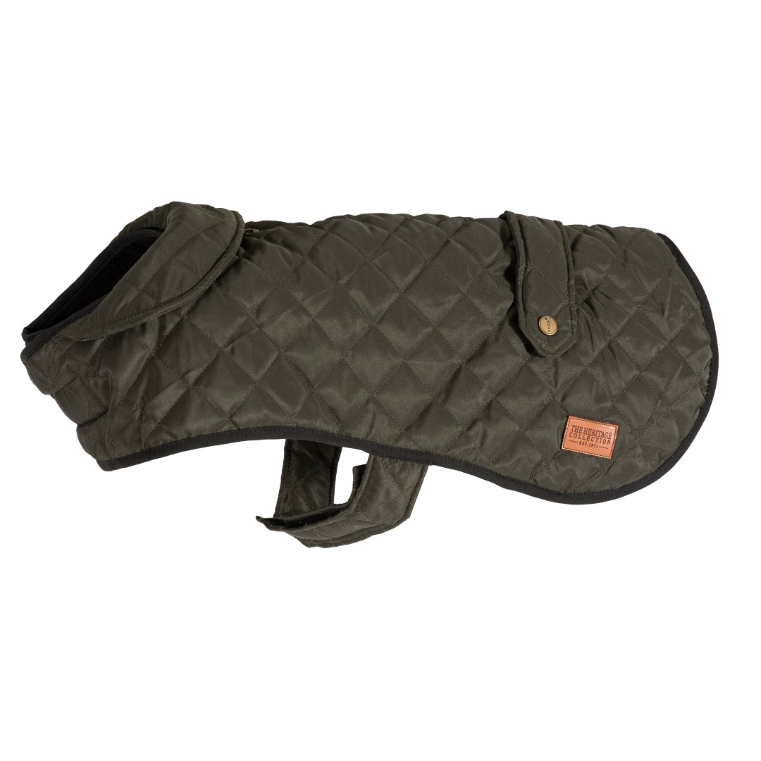 Heritage Quilted Olive Green Dog Coat