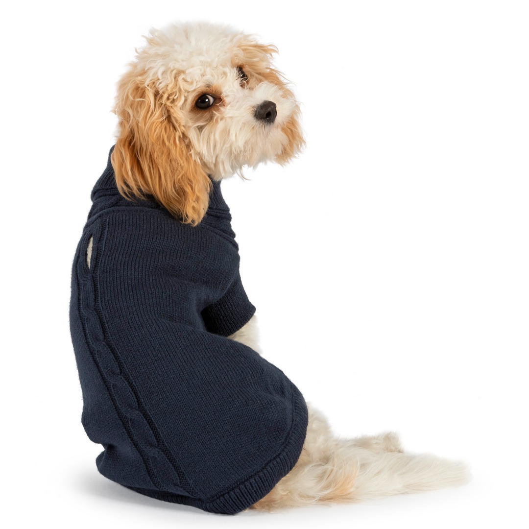 Blue  Cable Knit Dog Jumpers
