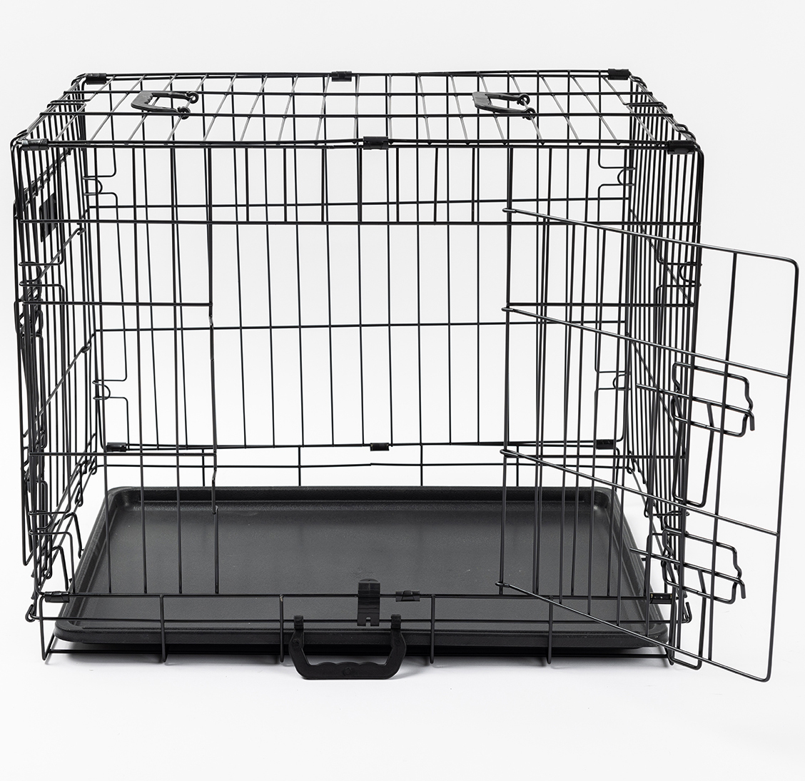 24in Black Metal Dog Cage, Secure Dog Crate