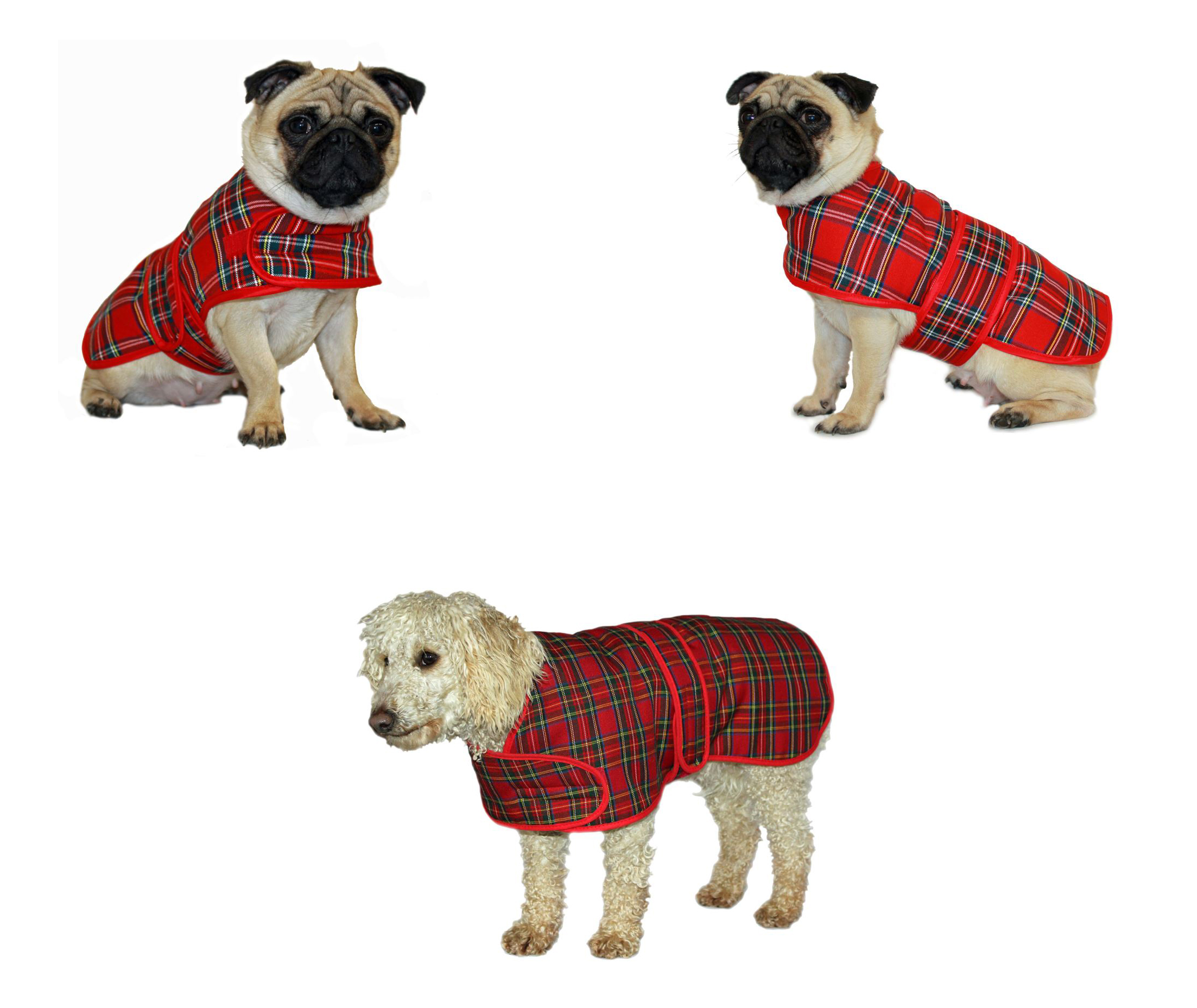 To expose Properly Manchuria Red Tartan Highland Warm Dog Coat Jacket Easy Fasten Velcro