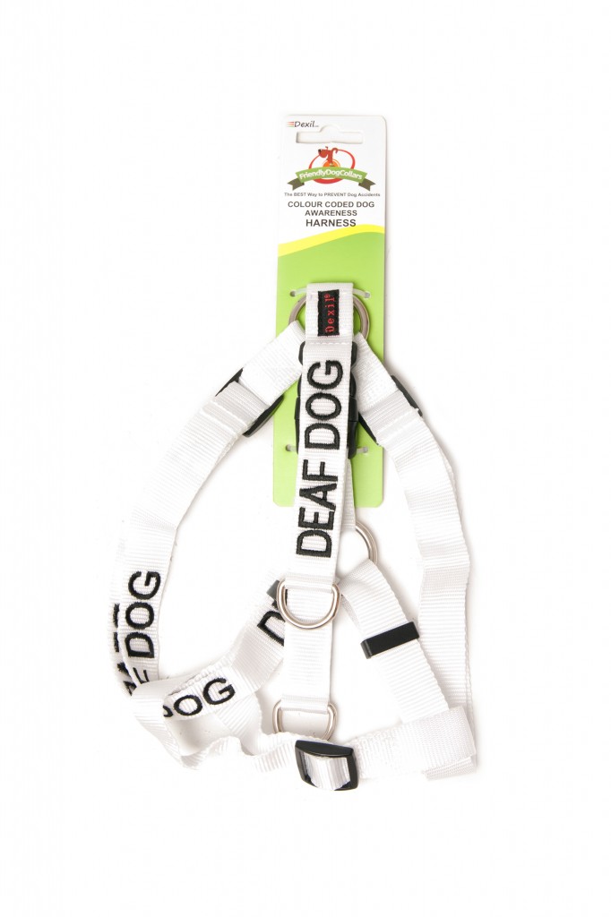DEAF DOG,  Dog Strap Harness White Colour Coded