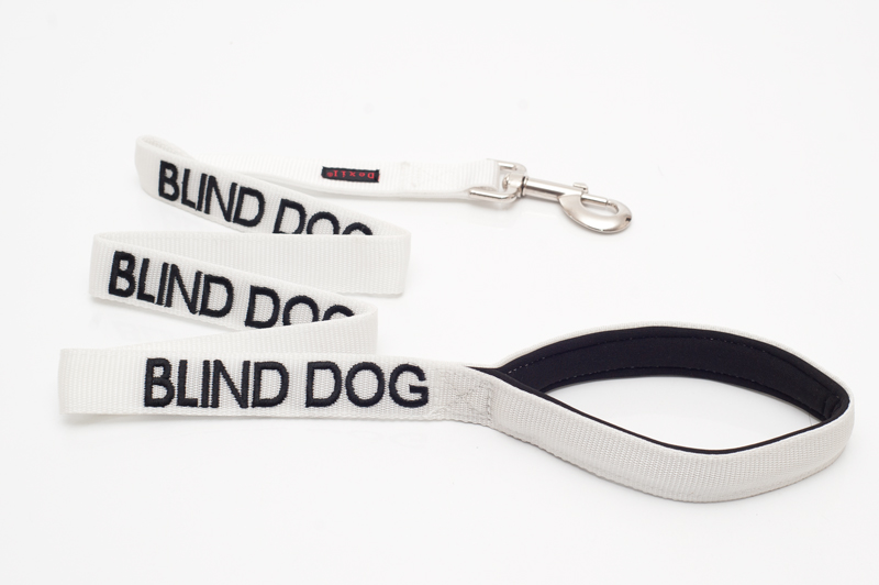 BLIND DOG,  Dog Lead Leash with padded Handle  White Colour Coded