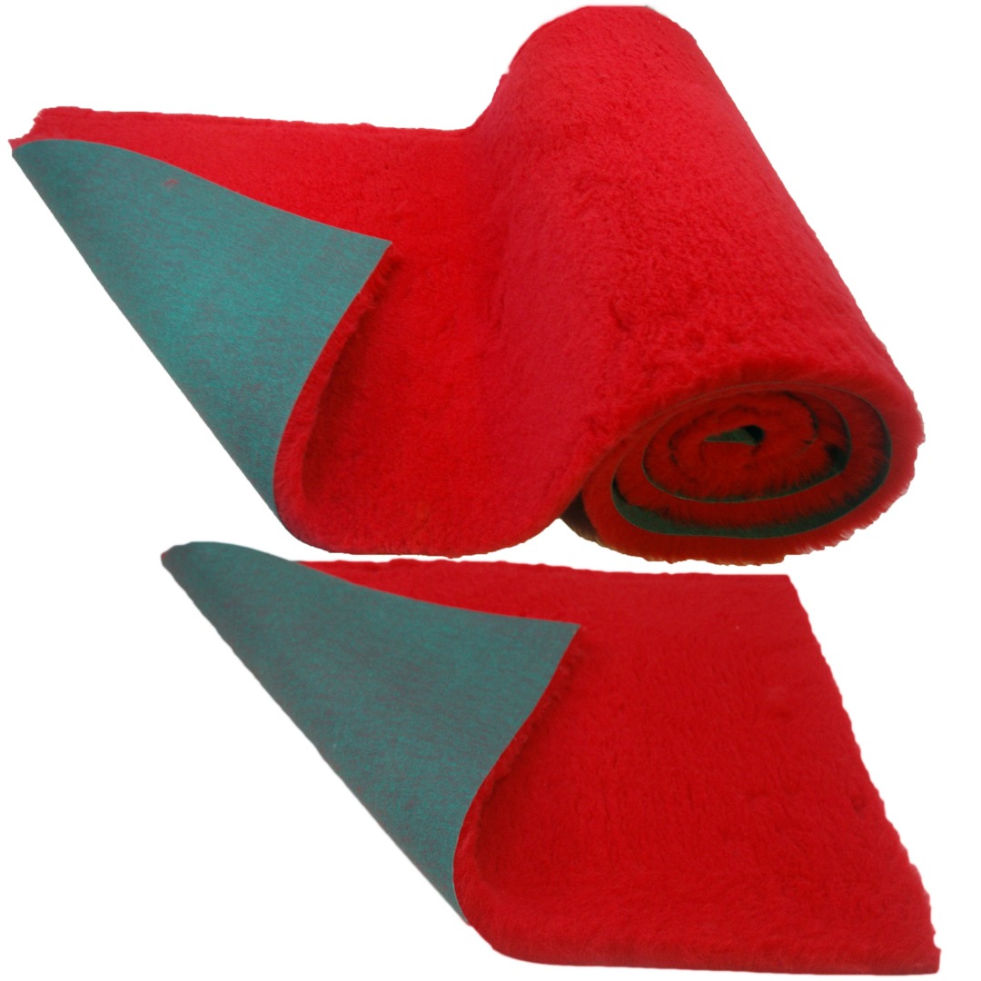 Red Plain Traditional  Vet Bedding Fleece for Whelping dogs, puppies and Senior dogs PRO BED Green Back.
