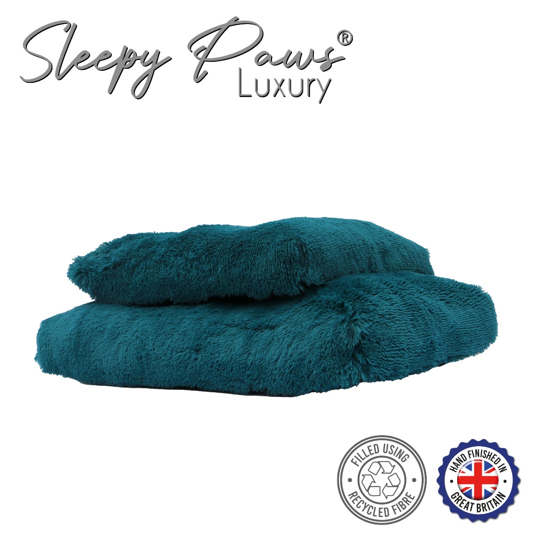 Teal Super Soft Plush Dog Mattress  reducing anxiety and stress.